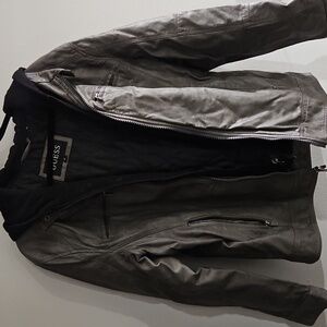Men's Guess Gray Leather Jacket